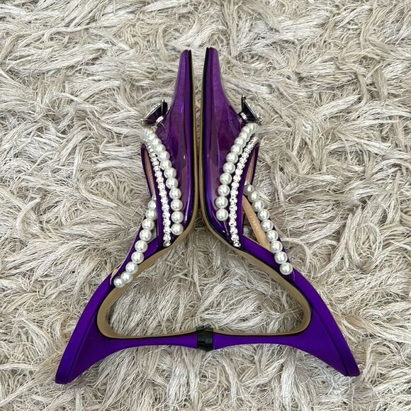 NWOB MACH & MACH Diamond Of Elizabeth Embellished PVC Heeled Mules size 37 - Picture 12 of 14